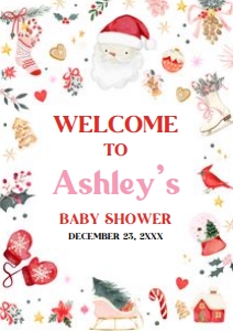 554 Girl Santa Baby Baby Shower Welcome Sign A2: 554 Girl Santa Baby Baby Shower Welcome Sign