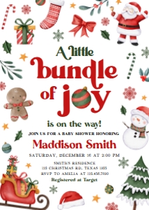 555 A Little Bundle of Joy Baby Shower Invitation: 555 A Little Bundle of Joy Baby Shower Invitation