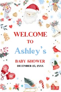 556 Boy Santa Baby Baby Shower Welcome Sign 20x30: 556 Boy Santa Baby Baby Shower Welcome Sign