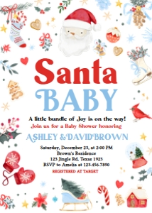 556 Boy Santa Baby Baby Shower Invitation: 556 Boy Santa Baby Baby Shower Invitation