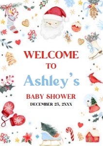556 Boy Santa Baby Baby Shower Welcome Sign A2: 556 Boy Santa Baby Baby Shower Welcome Sign