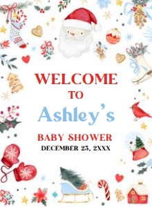 556 Boy Santa Baby Baby Shower Welcome Sign 11x15: 556 Boy Santa Baby Baby Shower Welcome Sign