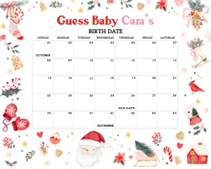 554 Girl Santa Baby Baby Shower Calendar 20x16: 554 Girl Santa Baby Baby Shower Calendar