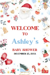 556 Boy Santa Baby Baby Shower Welcome Sign 24x36: 556 Boy Santa Baby Baby Shower Welcome Sign
