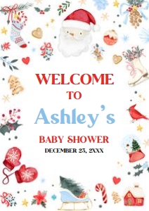 556 Boy Santa Baby Baby Shower Welcome Sign A1: 556 Boy Santa Baby Baby Shower Welcome Sign