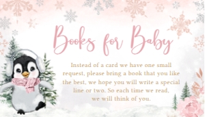 557 Pink Penguin Baby Shower Books for Baby: 557 Pink Penguin Baby Shower Invitation Set