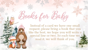 558 Pink Winter Woodland Animals Baby Shower Books for Baby: 558 Pink Winter Woodland Animals Baby Shower Invitation Set