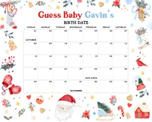 556 Boy Santa Baby Baby Shower Calendar 20x16: 556 Boy Santa Baby Baby Shower Calendar