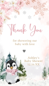557 Pink Penguin Baby Shower Favor Tag: 557 Pink Penguin Baby Shower Mega Bundle