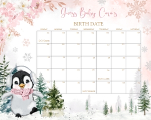 557 Pink Penguin Baby Shower Calendar 10x8: 557 Pink Penguin Baby Shower Mega Bundle