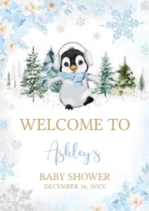 559 Blue Penguin Baby Shower Welcome Sign A3: 559 Blue Penguin Baby Shower Mega Bundle