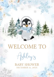 559 Blue Penguin Baby Shower Welcome Sign A4: 559 Blue Penguin Baby Shower Mega Bundle