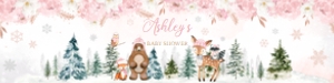 558 Pink Winter Woodland Animals Baby Shower Bottle Label: 558 Pink Winter Woodland Animals Baby Shower Bottle Label