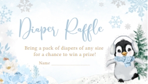 559 Blue Penguin Baby Shower Diaper Raffle: 559 Blue Penguin Baby Shower Mega Bundle