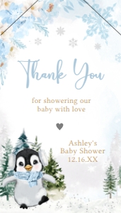 559 Blue Penguin Baby Shower Favor Tag with Line: 559 Blue Penguin Baby Shower Mega Bundle