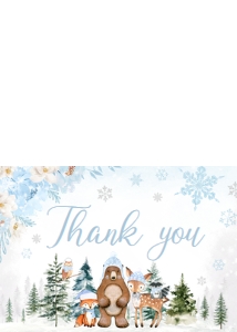 560 Blue Winter Woodland Animals Baby Shower Thank You Card: 560 Blue Winter Woodland Animals Baby Shower Invitation Set