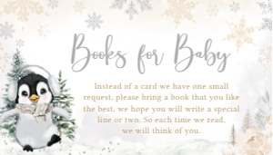 561 White Penguin Baby Shower Books for Baby: 561 White Penguin Baby Shower Invitation Set