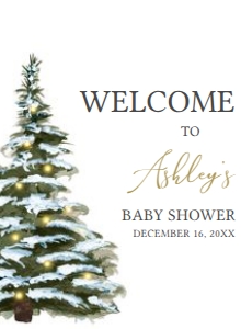 563 Christmas Tree Baby Shower Welcome Sign 11x15: 563 Christmas Tree Baby Shower Welcome Sign