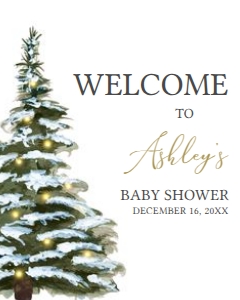 563 Christmas Tree Baby Shower Welcome Sign 16x20: 563 Christmas Tree Baby Shower Welcome Sign