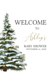 563 Christmas Tree Baby Shower Welcome Sign 20x30: 563 Christmas Tree Baby Shower Welcome Sign