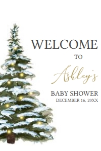 563 Christmas Tree Baby Shower Welcome Sign 24x36: 563 Christmas Tree Baby Shower Welcome Sign