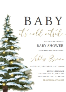 563 Christmas Tree Baby Shower Invitation: 563 Christmas Tree Baby Shower Invitation Set