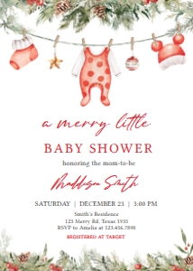 565 Merry Little Christmas Clothes Baby Shower Invitation: 565 Merry Little Christmas Clothes Baby Shower Invitation Set