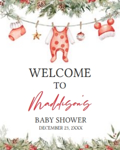 565 Merry Little Christmas Clothes Baby Shower Welcome Sign 16x20: 565 Merry Little Christmas Clothes Baby Shower Welcome Sign