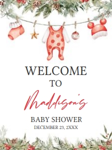 565 Merry Little Christmas Clothes Baby Shower Welcome Sign 18x24: 565 Merry Little Christmas Clothes Baby Shower Welcome Sign