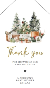 564 Christmas Trees Baby Shower Favor Tag with Line: 564 Christmas Trees Baby Shower Favor Tag