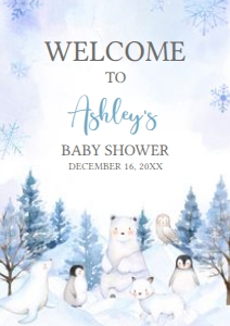 566 Blue Arctic Animals Baby Shower Welcome Sign A3: 566 Blue Arctic Animals Baby Shower Mega Bundle