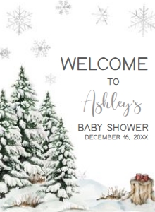 572 Baby It's Cold Outside Tree Baby Shower Welcome Sign 11x15: 572 Baby It's Cold Outside Tree Baby Shower Welcome Sign
