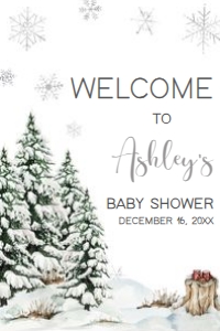 572 Baby It's Cold Outside Tree Baby Shower Welcome Sign 24x36: 572 Baby It's Cold Outside Tree Baby Shower Welcome Sign