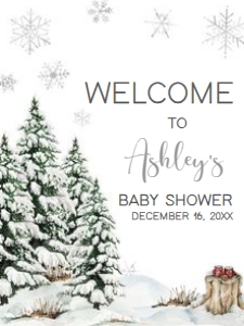 572 Baby It's Cold Outside Tree Baby Shower Welcome Sign 18x24: 572 Baby It's Cold Outside Tree Baby Shower Welcome Sign