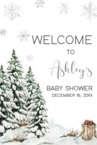 572 Baby It's Cold Outside Tree Baby Shower Welcome Sign 20x30: 572 Baby It's Cold Outside Tree Baby Shower Welcome Sign