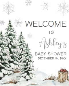572 Baby It's Cold Outside Tree Baby Shower Welcome Sign 16x20: 572 Baby It's Cold Outside Tree Baby Shower Welcome Sign