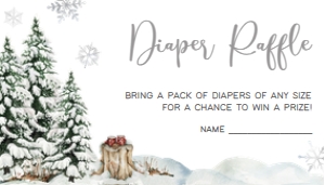 572 Baby It's Cold Outside Tree Baby Shower Diaper Raffle: 572 Baby It's Cold Outside Tree Baby Shower Invitation Set