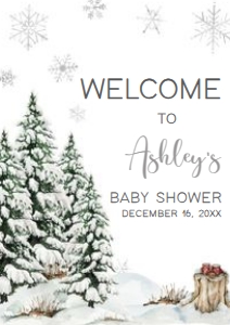 572 Baby It's Cold Outside Tree Baby Shower Welcome Sign A4: 572 Baby It's Cold Outside Tree Baby Shower Welcome Sign