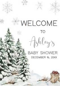 572 Baby It's Cold Outside Tree Baby Shower Welcome Sign A3: 572 Baby It's Cold Outside Tree Baby Shower Welcome Sign