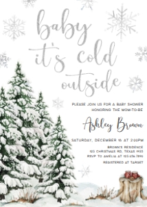 572 Baby It's Cold Outside Tree Baby Shower Invitation: 572 Baby It's Cold Outside Tree Baby Shower Invitation Set