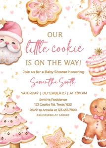574 Pink Cookies Baby Shower Invitation: 574 Pink Cookies Baby Shower Invitation Set
