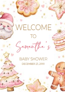 574 Pink Cookies Baby Shower Welcome Sign A2: 574 Pink Cookies Baby Shower Welcome Sign