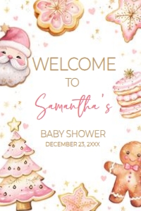 574 Pink Cookies Baby Shower Welcome Sign 20X30: 574 Pink Cookies Baby Shower Welcome Sign
