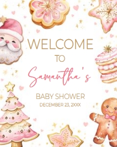 574 Pink Cookies Baby Shower Welcome Sign 16x20: 574 Pink Cookies Baby Shower Welcome Sign