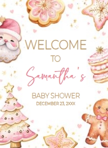 574 Pink Cookies Baby Shower Welcome Sign 11x15: 574 Pink Cookies Baby Shower Welcome Sign
