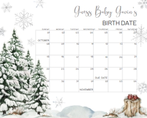 572 Baby It's Cold Outside Tree Baby Shower Calendar 20x16: 572 Baby It's Cold Outside Tree Baby Shower Calendar