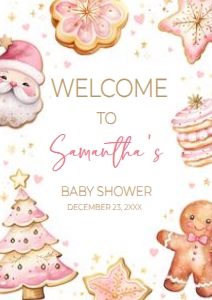 574 Pink Cookies Baby Shower Welcome Sign A3: 574 Pink Cookies Baby Shower Welcome Sign