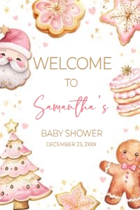 574 Pink Cookies Baby Shower Welcome Sign 24X36: 574 Pink Cookies Baby Shower Welcome Sign