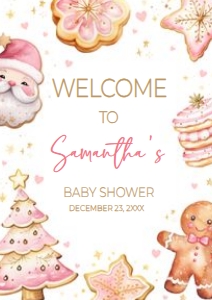 574 Pink Cookies Baby Shower Welcome Sign A4: 574 Pink Cookies Baby Shower Welcome Sign