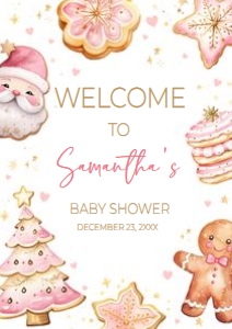 574 Pink Cookies Baby Shower Welcome Sign A1: 574 Pink Cookies Baby Shower Welcome Sign